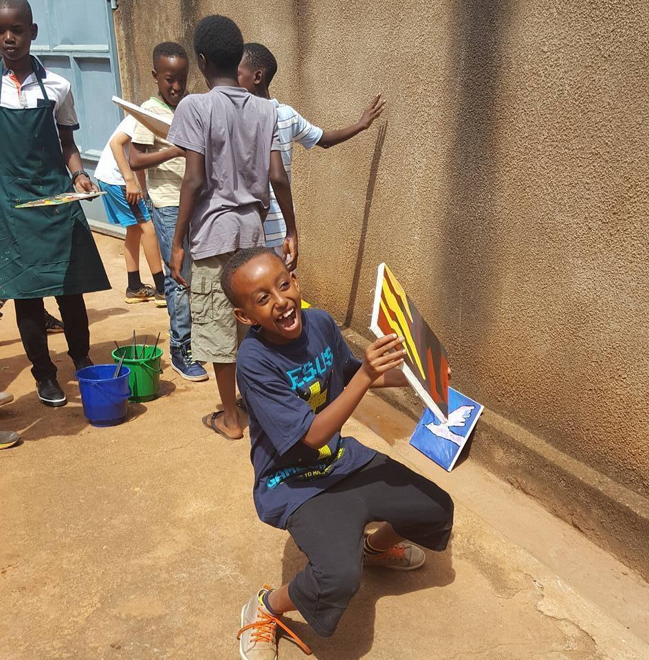 Outreach participants during an art session